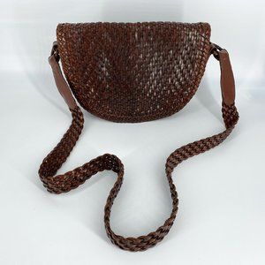 Vtg De Vecchi Hamilton Hodge Leather Half-Moon Saddle Crossbody